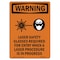 Signmission OSHA WARNING Sign, Laser Safety Glasses W/ Symbol, 24in X 18in Decal, 18" W, 24" L, Portrait OS-WS-D-1824-V-13304 - alternate 1